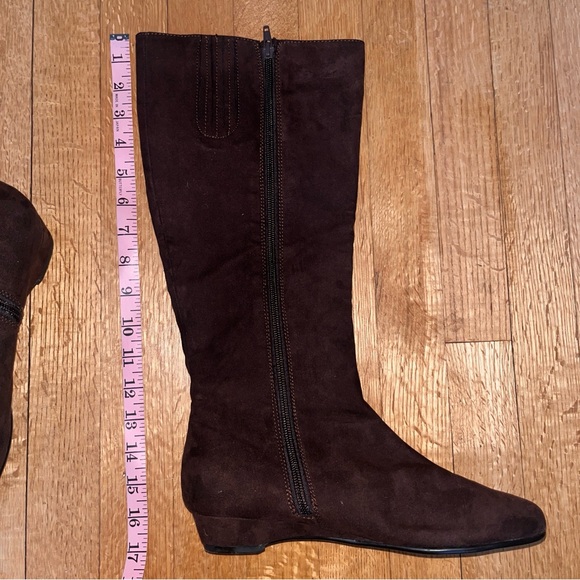 chocolate brown suede knee high Zip boots a2 aerosoles Peter Pan Wmn US 8 - Picture 14 of 16